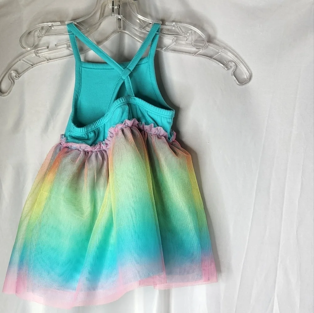 Toddler Girls' Cat & Jack Turquoise Rainbow Tulle Dress Size 12M